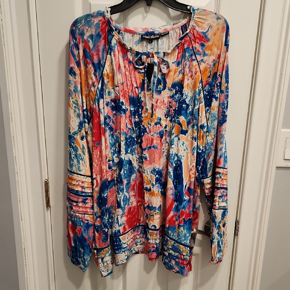 Tolani Collection New With Tag Mulicolor / Watercolor Blouse Size L